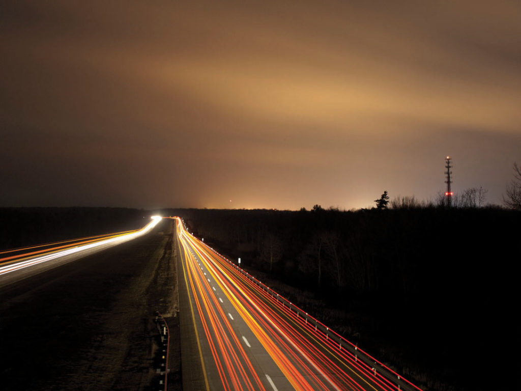 Long exposure from a highway overpass.
