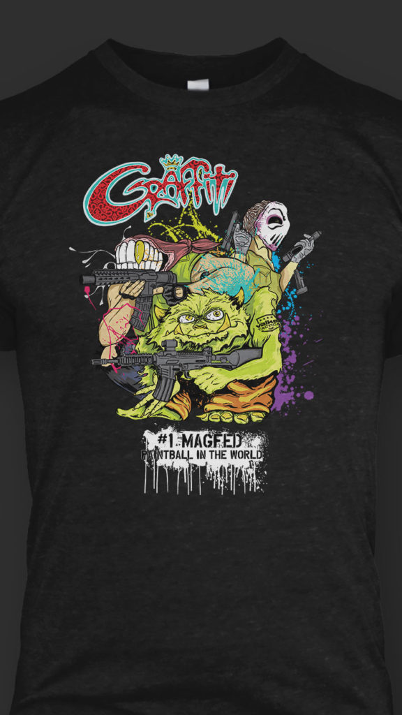 Graffiti paintball packaging artwork shirt. Number one in magfed.
