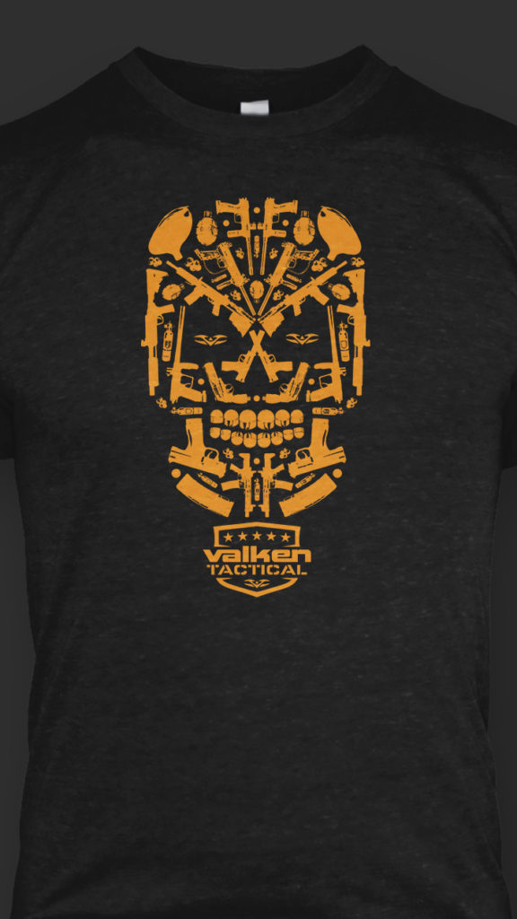 Paintball and airsoft guns skull t-shirt.