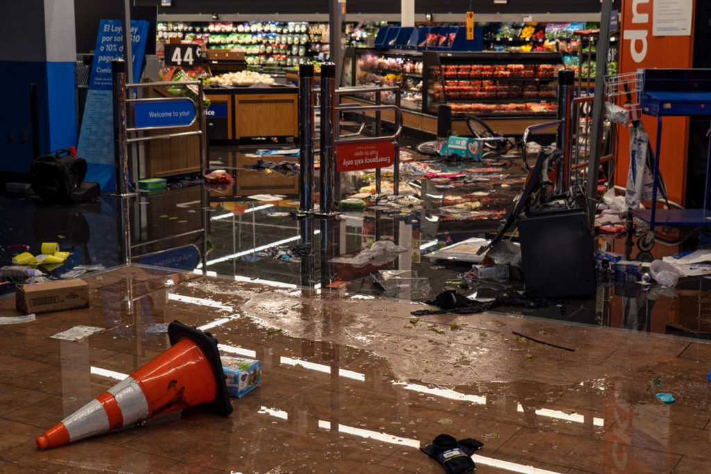 Philadelphia riot aftermath, walmart looting.  